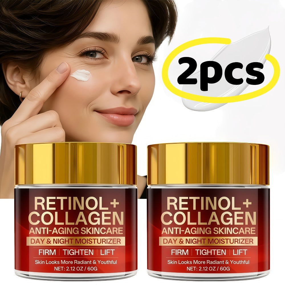 2pcs Morning And Evening Cream, Containing Collagen And Hyaluronic Acid, Deeply Moisturizes The Skin, Suitable for Dry Skin. Facial Moisturizing Cream, Suitable for Day And Night Use, Daily Skincare, Facial Care, Travel Gear, Perfect Gift