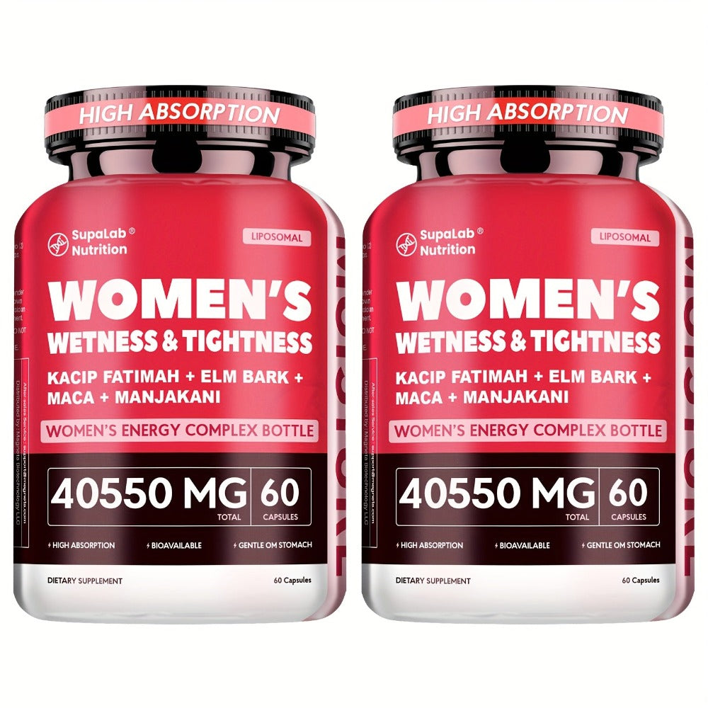 Women's WETNESS & TIGHTNESS Capsules - Natural Hydration & Elasticity, Comfort & Confidence, Postpartum Health- with Kacip Fatimah, Fenugreek, Slippery Elm, Manjakani, And Maca Root, 30 Servings