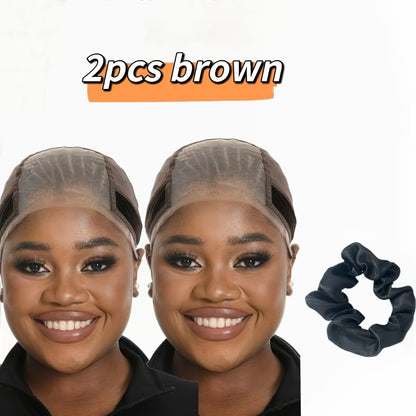 Lace Wig Cap 4x5 Adjustable Non-Slip with Ear Cutouts Transparent Lace Edge Soft Breathable for Women Brown Blonde Black 613 Daily Wig Wear