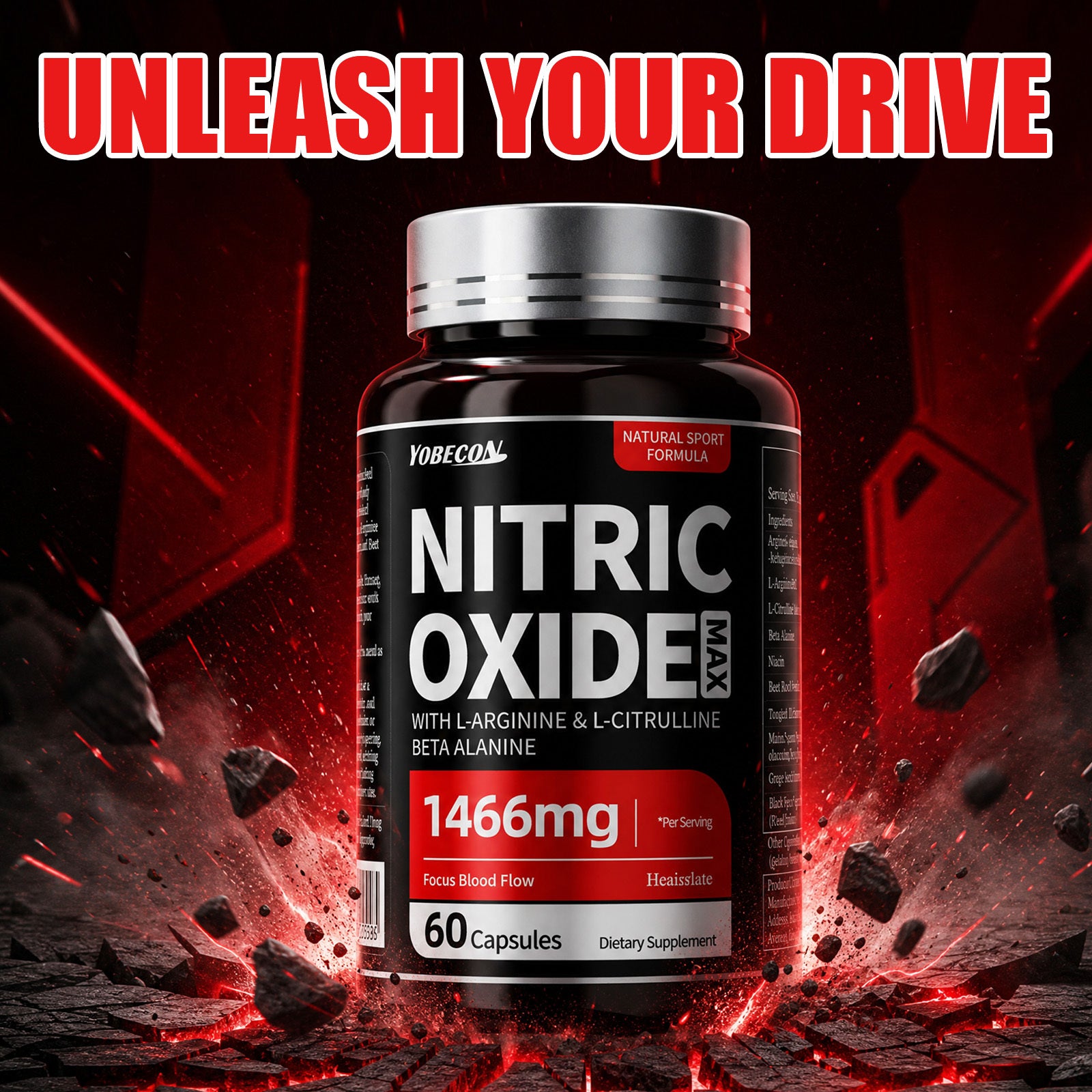 Extra-large Men's Supplements, Nitric Oxide, Male Health Capsule Supplements Containing 800 for MG AAKG, L-arginine, L-citrulline, Beetroot, Natural Energy And Focus Formula, Third-party Tested
