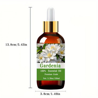 Pure Gardenia Essential Oil 100ml – 100% Care Grade for Nail, Hair & Skin Care, Massage & Meditation | Moisturizing Aromatherapy Oil for Men & Women | Floral Scent Body Oil Gift, 3.38 fl oz