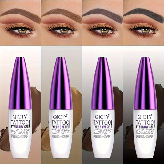 Qicity 4-Pack Tattoo Eyebrow Gel, Easy to Tear, Semi-Permanent Color, Waterproof And Long-Lasting, Available in Four Shades, Suitable for All Skin Types, Eyebrow Dye Cream.