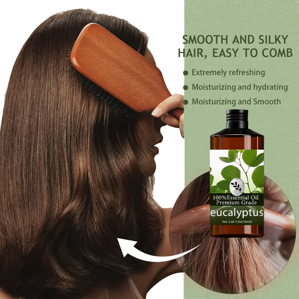 Eucalyptus Essential Oil - 100ml/ 3.38fl.oz - Perfume Oil - 100% Pure Care Grade for Nail, Hair & Skin Care, Massage, Moisturizing Massage Essential Oil for Men & Women, Meditation, Fragrance Oil