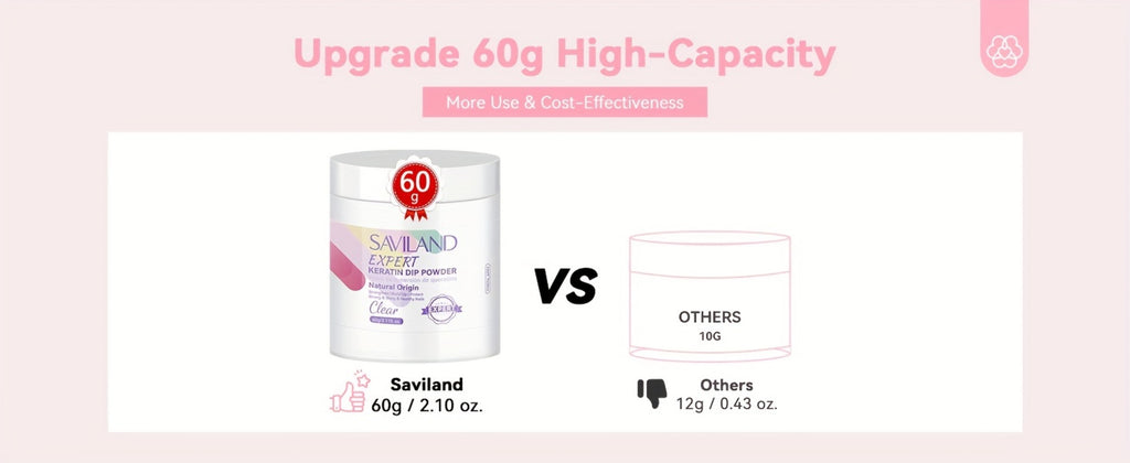 SAVILAND Clear Dip Powder Nail Kit Starter: 60G 2.1Oz Dip Powder for Nails with Dipping Powder Liquid Set Including Dip Base, Activator, And Top Coat. A Professional Dip Nail Kit Ideal for Repairing French Manicures And Nail Art.