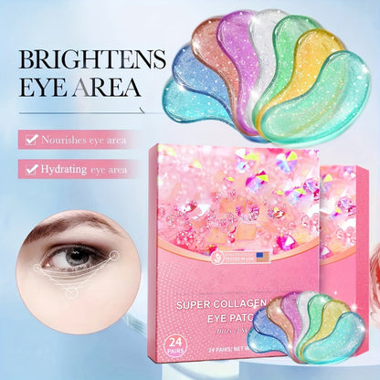Under Eye Patches Collagen Eye Mask 24 Pairs - Hyaluronic Acid Anti Wrinkle Dark Circles Puffiness Treatment Moisturizing Gel Pads for Women Skincare