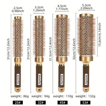 Round Hair Brush Nano Ceramic Ion Professional – Heat Resistant Styling Roller Comb for Voluminous Bangs, Wavy Curls & Blow Dry – 4 Sizes: 25mm, 32mm, 45mm, 53mm