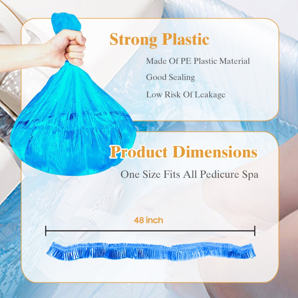 400pcs Blue Disposable Pedicure Spa Liners, Single-Use Plastic Foot Bath Bowl Liners for Nail Salon and Home Spa Use
