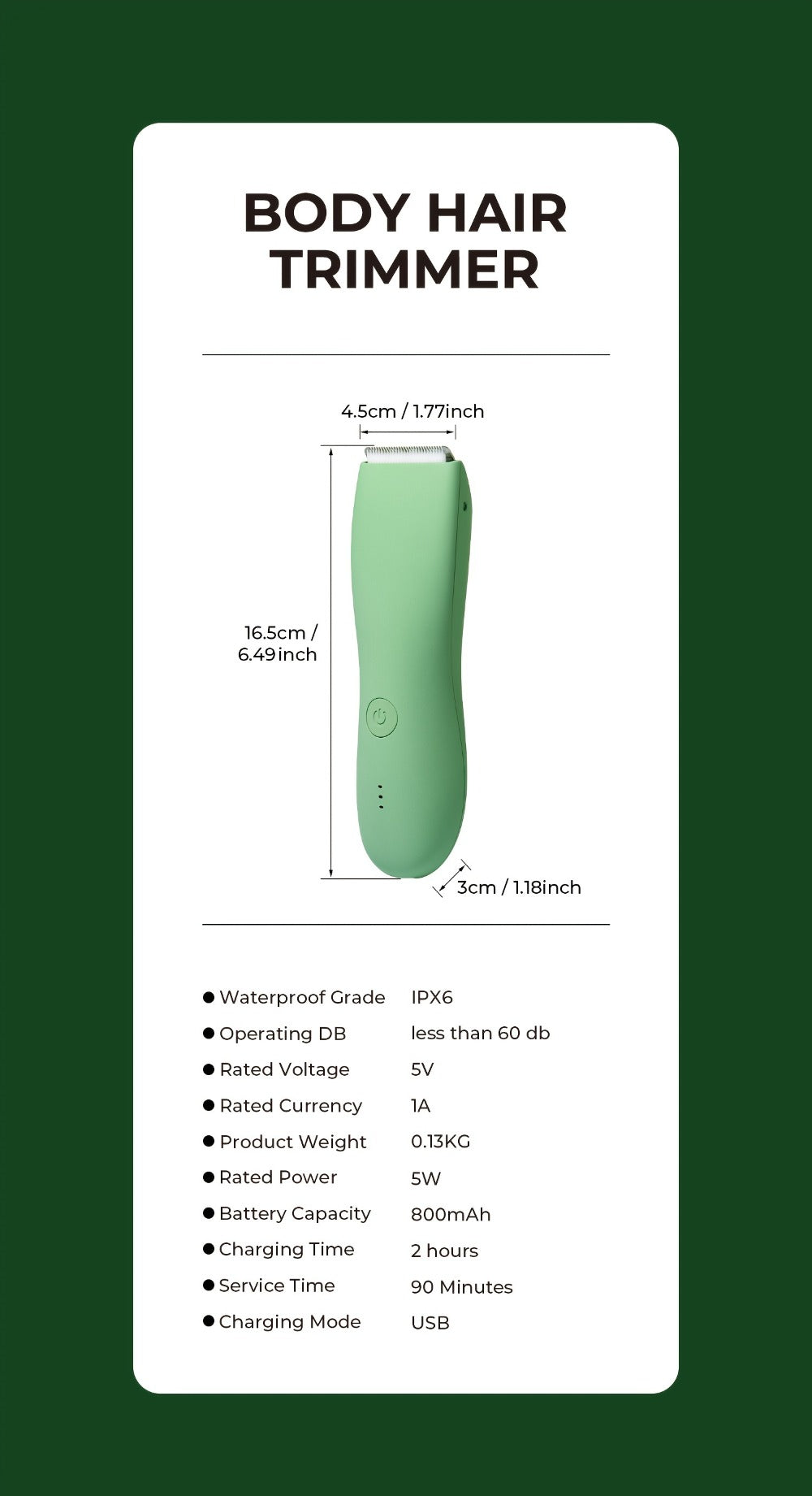 Body Hair Trimmer, Suitable for Men and Women - Electric Body Hair Trimmer with Replaceable Ceramic Blades for Smooth Shaving and Corset Trim