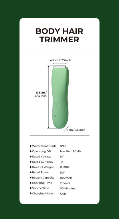 Body Hair Trimmer for Men and Women Electric Groin Hair Trimmer with Replaceable Ceramic Blades USB Rechargeable Waterproof Pubic Hair Shaver Bikini Trimmer