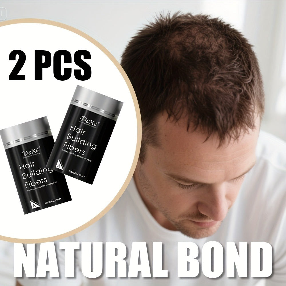 Hair Fiber Powder 2pcs DeXe 22g, Instant Hair Thickening Fibers, 1-Second Adhesion, Natural Fine Finish, Unisex for Men & Women, Travel & Business Ready — Black, Dark Brown