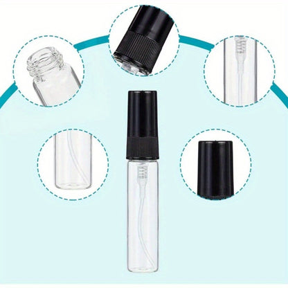 Mini Glass Spray Bottles 5ml 50 Pack Fine Mist Atomiser Empty Refillable Travel Perfume Bottles Black for Perfume Cologne Essential Oil Cosmetics Toiletries
