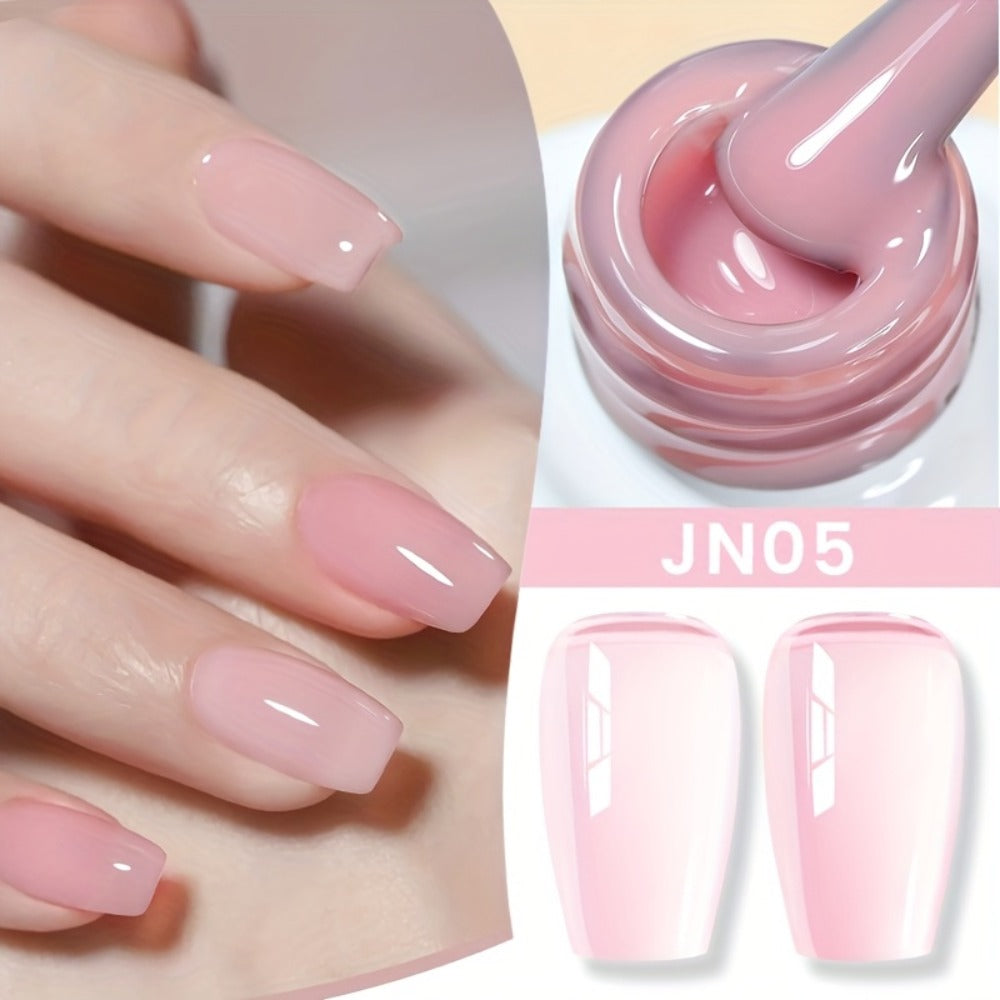 BORN PRETTY 0.34oz Jelly Gel Nail Polish Pink Nude Transparent Skin Color Soak Off LED Jade Nail Art Semi Permanent Varnish