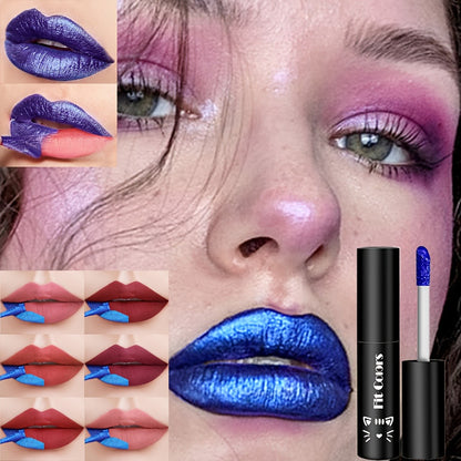 Lip Stain Set 6 Colors Matte Velvet Waterproof Smudge-Proof Long Lasting Lip Gloss Metallic Blue Cobalt Shades Vegan Hypoallergenic All Skin Tones