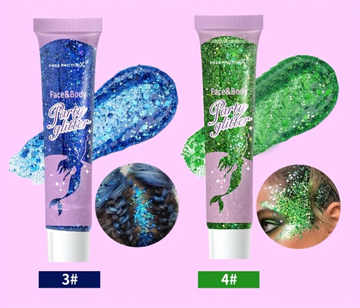 10 Color Set Face & Body Glitter - Cosmetic-Grade Holographic Glitter Gel - Makeup For Festivals, Raves, Anime Cosplay - Safe For Face, Easy Application & Removal