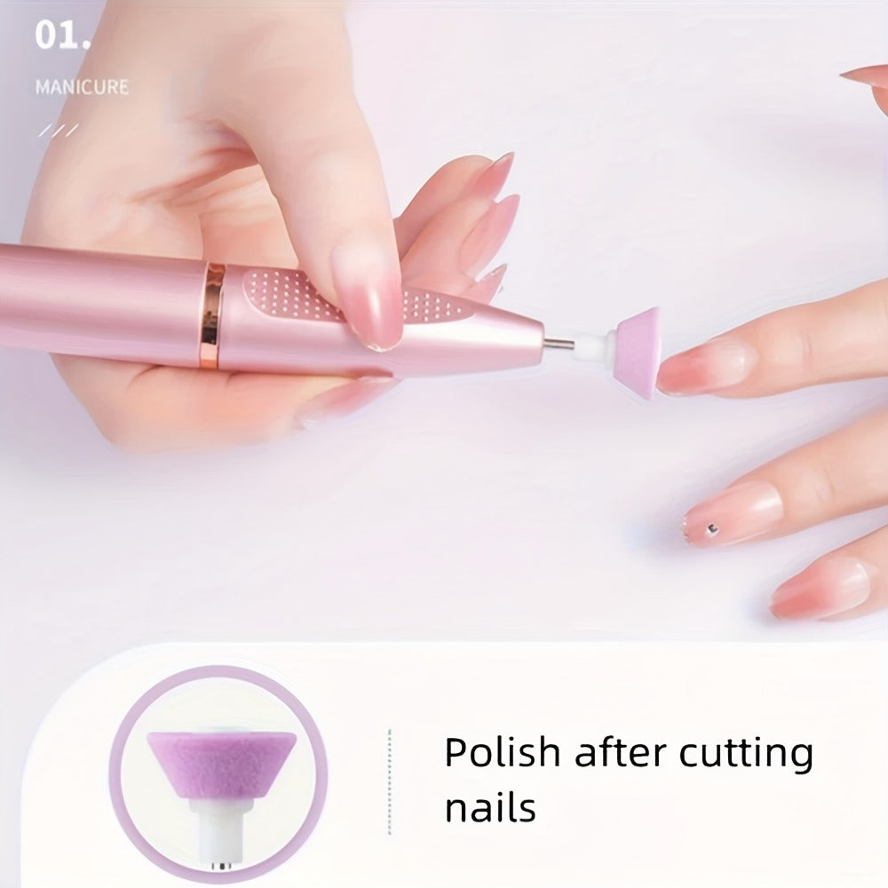 Portable Electric Nail Grinder With Acrylic Kit | Professional Variable Speed File - 11 Replaceable Heads For Gel Nails & Manicure - Buffing & Remover Tool