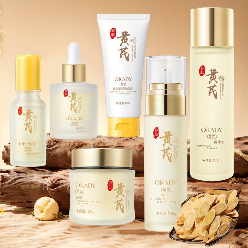 Astragalus Skin Care Set, And Astragalus Face Cream-100g, Antioxidant, Hydrating Nourishing, Reduce The Look Of Wrinkles, Astragalus Face Cream, Essence, Facial Cleanser, Water, Lotion, Eye Cream. Suitable For All Skin Types