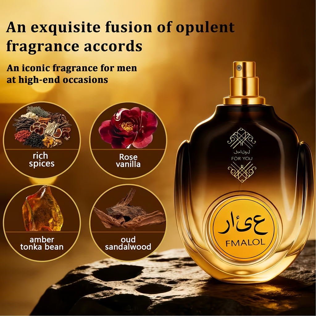Men's Dubai Luxury Cologne Gift Box - Arabian Suitable for Festive Occasions, Long-Lasting Oriental Woody Scent, Arabic Art Design for Weddings, Business Meetings & Special Events - -Based Cologne for Him