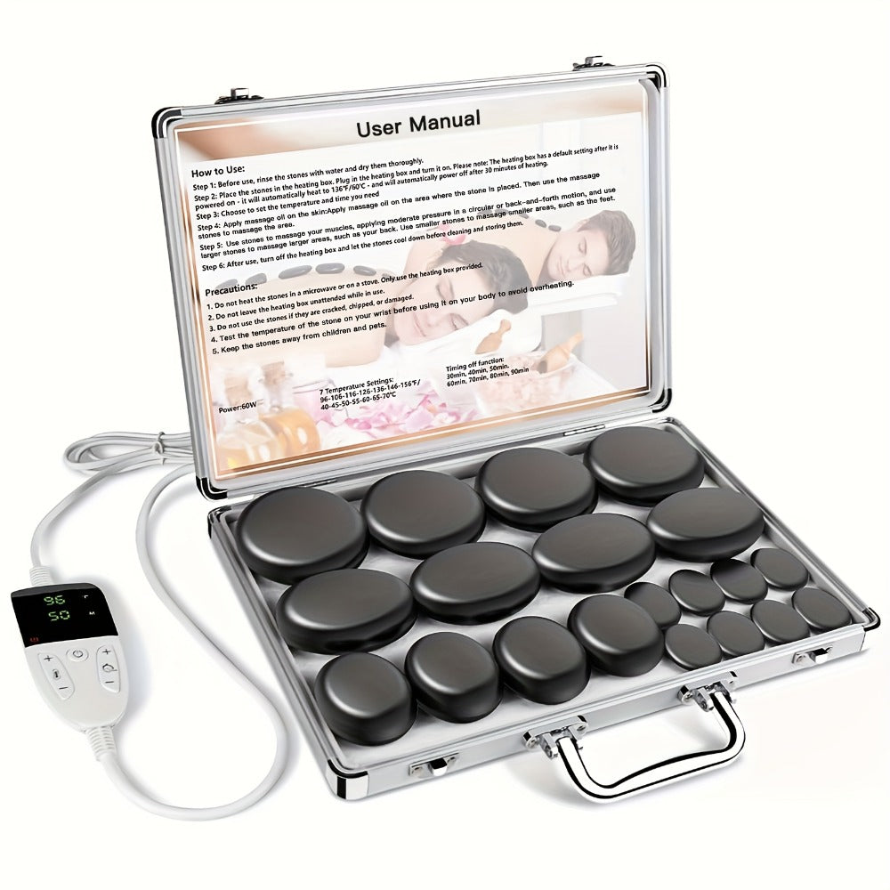 Hot Stones Massage Set With Temperature Adjustment-10pcs Hot Stones With Heater Kit, Professional Massage Tool For Spa