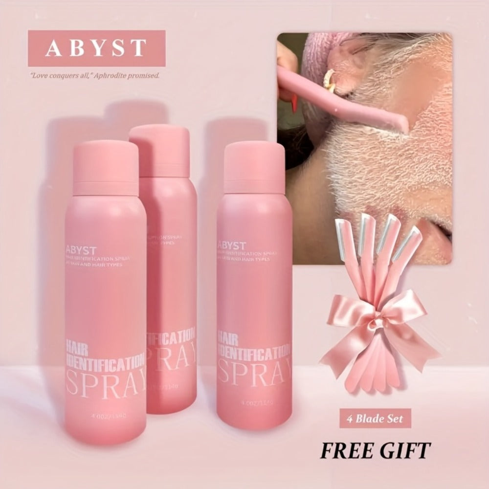 Facial Hair Removal Spray Squalane Conditioning Shaving Spray Alcohol Free Uniform Spray Head Face Body Moisturizing Pale Beige with Razor Blades Set