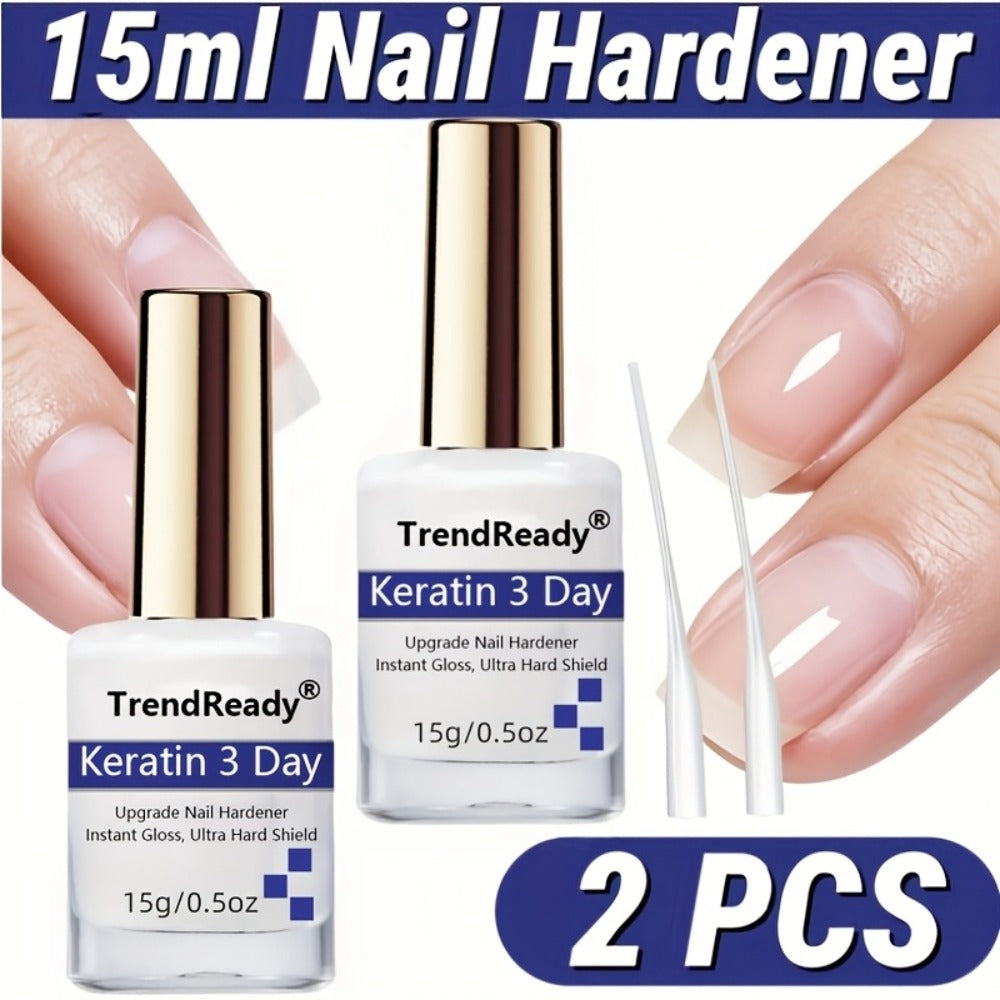 2PCS 0.51oz Nail Hardener | White Nail Hardener Extra Strong For Weak Nails | Long Lasting & Fast Drying Nail Polish For Weak Splitting Break | Manicure Essentials, Nail Care, Smoothes Nails | Halloween Gift, Christmas Gift, Nail Oil