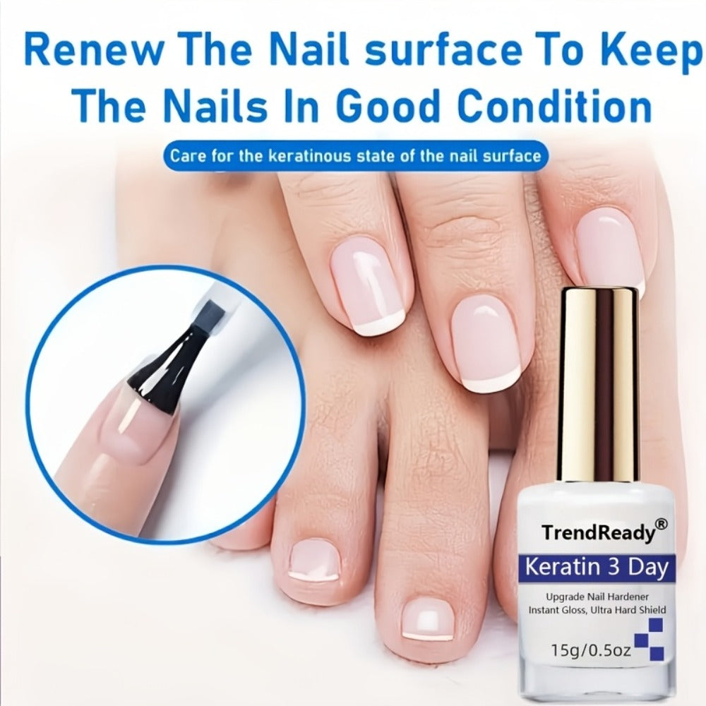 2PCS 0.51oz Nail Strengthener For Weak Splitting Break| Fast Dry Keratin 3 Day Nail Care Nail Polish Care Products For Weak Nails | 4 In 1 Natural Nail Protein Hardener Ideal For Manicure & Nail Care, Smoothes Strengthens Nails | Alcohol Free, Nail
