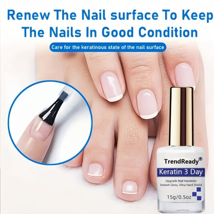 Nail Strengthener Oil 2 Pack - Vitamin E 4-in-1 Natural Protein Hardener for Weak Splitting Nails, Fast Dry Keratin Nail Care Treatment, Alcohol-Free Manicure Nail Polish Care, 2x15ml Bottles