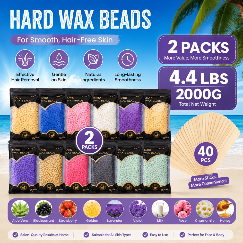 Hair Removal Wax Beads, Professional Hard Wax Beads 1000G with 20 Applicators for Full Body, Gentle Wax Beads Hair Removal, Unisex, Christmas Gift for Men, Makeup