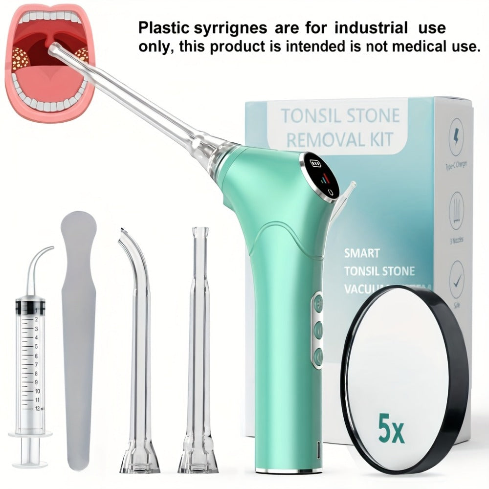 Electronic Vacuum Tonsil Stone Remover - Tonsil Stone Removal Kit with Built-In LED Light & 3 Suction Mode - Fight Oral Irrigator & 5X Magnifying Mirror for Tonsil Stone Removal, Local Warehouse, Christmas Gifts