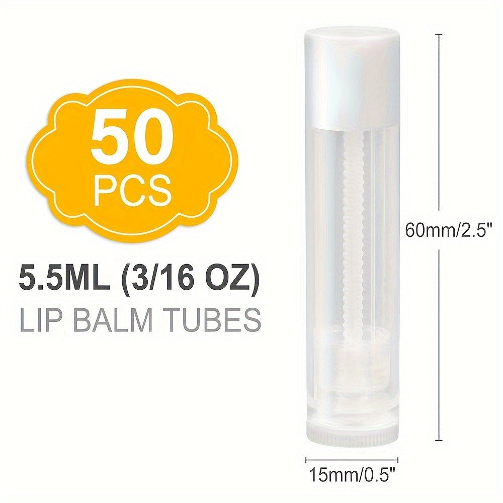 Lip Balm Tubes with Filling Tray and Spatula Set, 50Pcs 5.5ml 3/16 Oz Clear Lip Balm Containers, BPA Free & Leak Free Lip Balm Making Kit