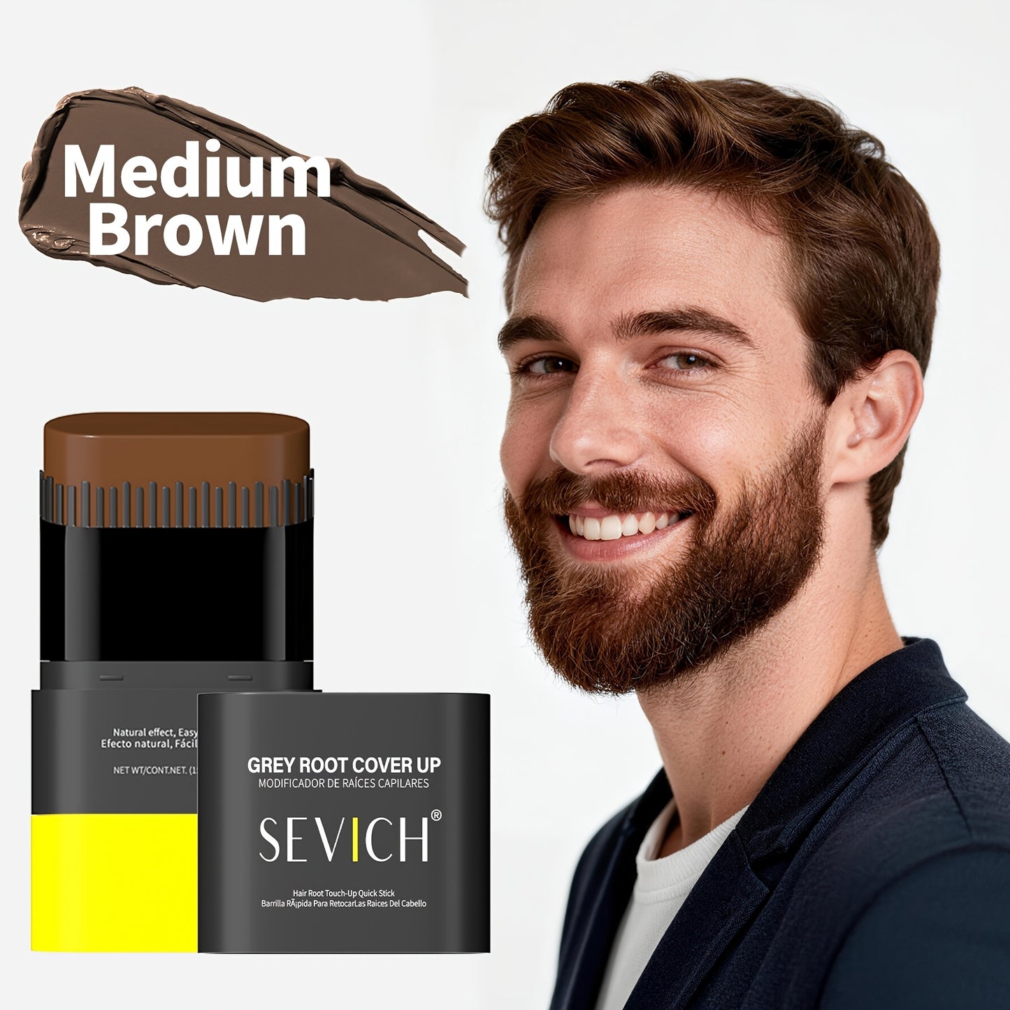 Beard Dye Pen Waterproof Beard Color Stick - Sevich 2-in-1 Disposable Washable Beard Hair Filler Pen with Brush for Men Mustache Styling Natural Gentle Look