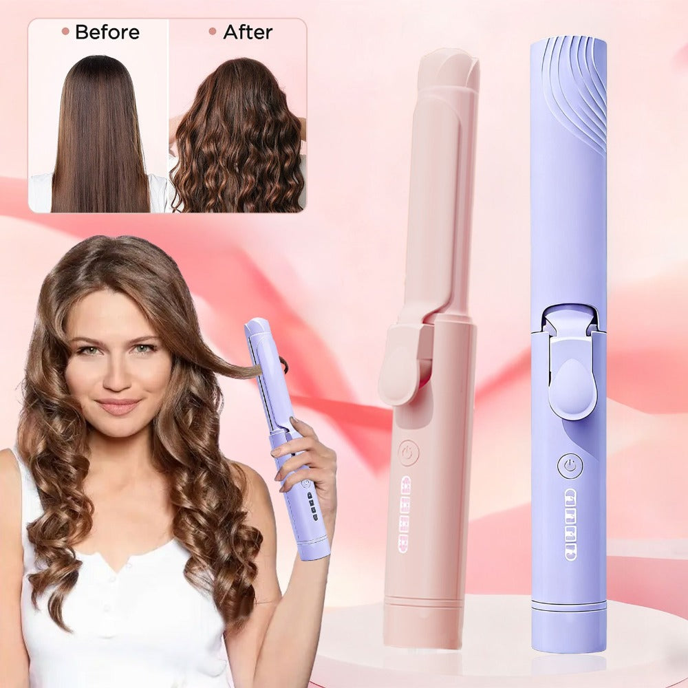 Portable Mini Cordless Curling Iron for Curling And Straightening, Ceramic Mini Hair Curler with 4 Adjustable Temperature, USB Rechargeable for Travel, Fashion Styling Tools, Mother'S Day Birthday Christmas Gift