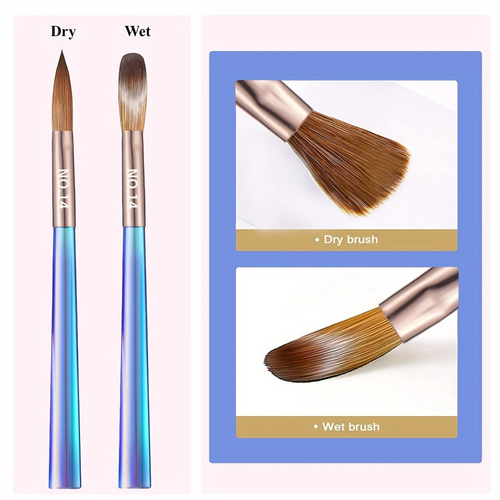 Aurora Blue Nail Art Brush Set, 7pcs Acrylic Nail Design Painting and Sculpting Tools, Professional Nail Art Pens for Decoration and Embellishment, Formaldehyde-Free