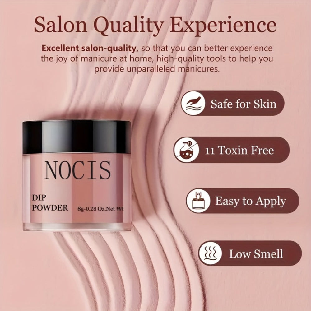 NOCIS 33pcs Dip Powder Nail Set - Sparkling Shades, Activator & Primer for French Manicures, Professional Quality for Home Use - Perfect Gift for Women