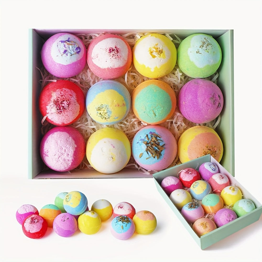 Bath Bomb Gift Set 12 Pack Extra Large - Mixed Essential Oil Bubble Bath Balls with 12 Aromatic Scents, Luxury Spa Fizzy Bath Bombs, Birthday Christmas Gift for Women Men