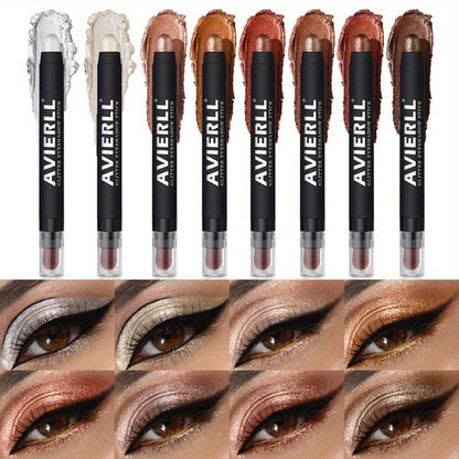 Eyeshadow Stick Set 8PCS Waterproof Long-Lasting - Shimmer, Pearlescent & Matte Eye Shadow Pencil for Smoky, Natural & Glitter Looks, Blendable Creamy Formula, Gift for Her