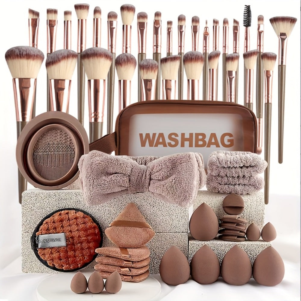 40/56pcs Complete Makeup Brush & Beauty Tool Combo - Soft Synthetic Fiber Brushes Suitable for /Normal Skin, Wood Handle, Foundation/Blush/Contouring/Eye/Powder Application - Ideal for Beginners & Pros (Affordable)