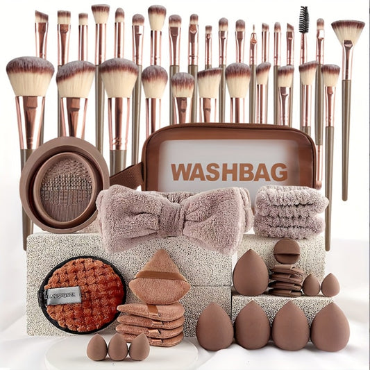 40/56pcs Complete Makeup Brush & Beauty Tool Combo - Soft Synthetic Fiber Brushes Suitable for /Normal Skin, Wood Handle, Foundation/Blush/Contouring/Eye/Powder Application - Ideal for Beginners & Pros (Affordable)