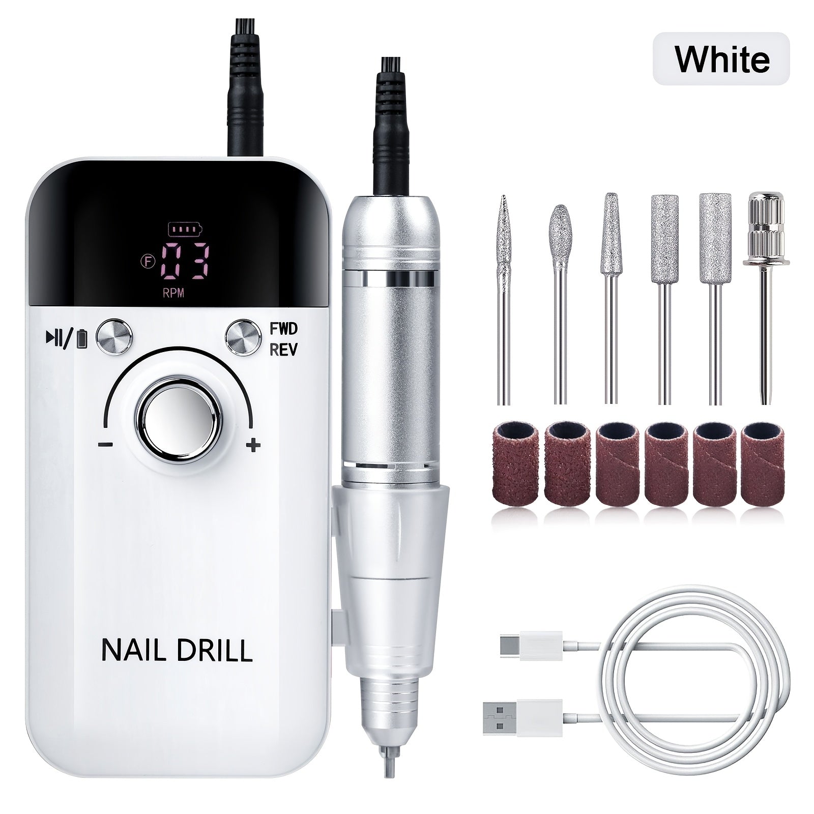 45000RPM Electric Nail Drill Machine with LCD Display Low Noise Rechargeable Nail File for Gel Polish Removal and Nail Polishing