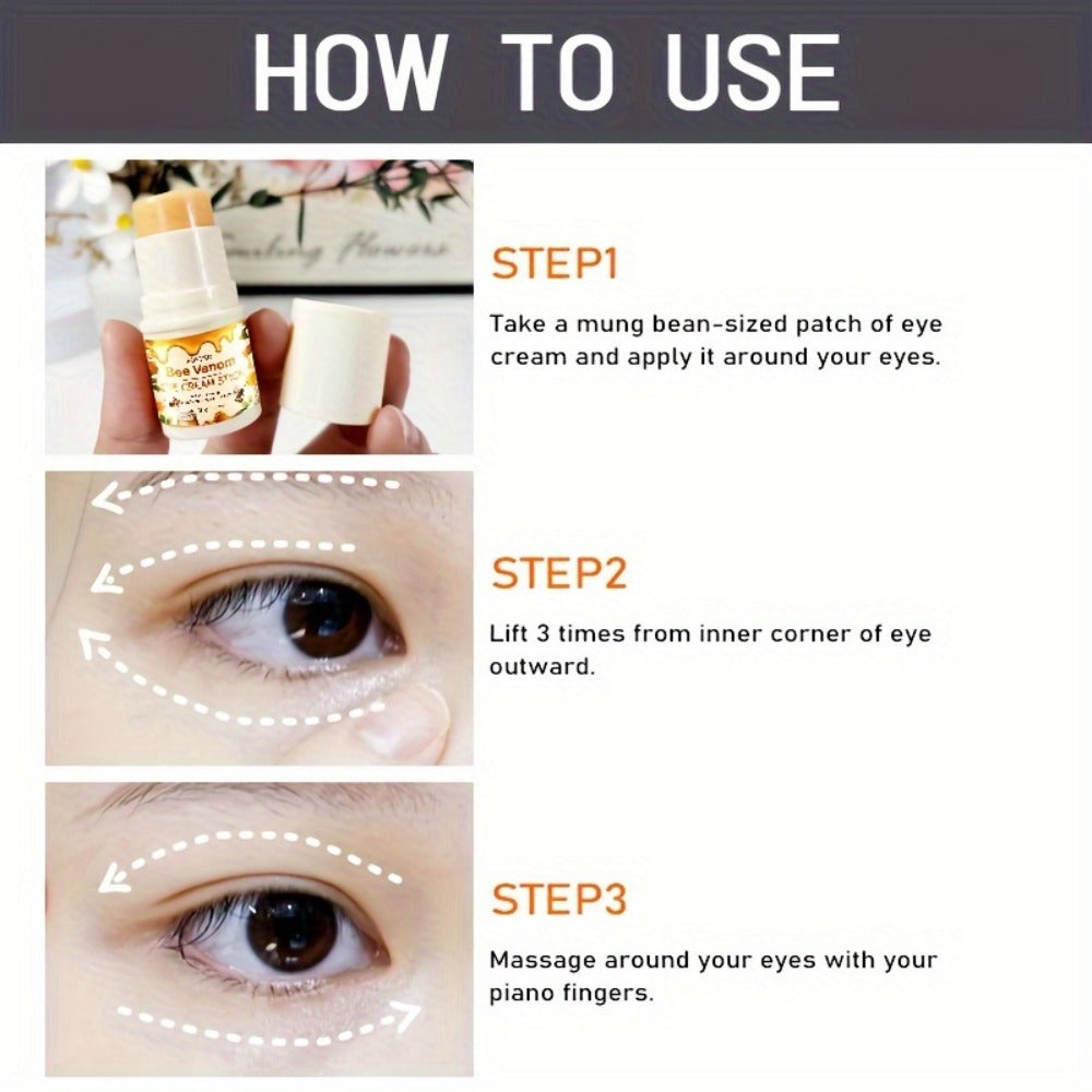 Bee Venom Collagen Instant Lifting Under Eye Cream - Deep Moisturizing & Dark Circles, Hypoallergenic, All Light Beige Types, Unisex Adult Skincare for Puffiness & Wrinkles, No Power Needed, Skincare Routine, Sleek Packaging, Glycerin Moisturizer