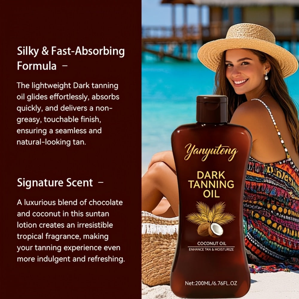 Tanning Oil 200ml - Moisturizing Sun Tan Body Oil for Deep Golden Tan, Nourishing Summer Skin Care for All Skin Types, Men & Women Beach Tanning Essentials