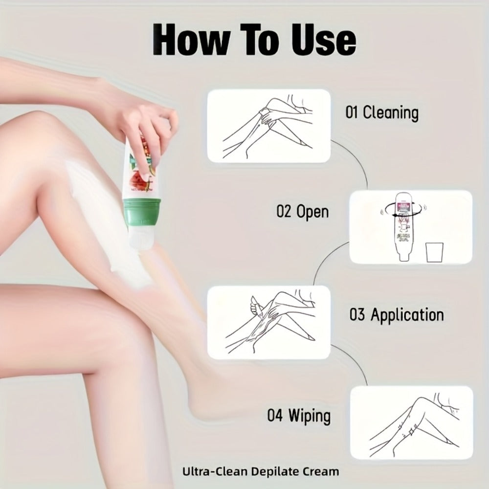 Use Once For, 3-Month Effectiveness, 100g Watermelon Hair Removal Cream, Instant Hair Removal, Non Irritating To The Light Beige, Smooth And Residue Free Semi Permanent, Used For Hair Removal On The Face, Lips, Armpits, Legs Arms And Private Areas
