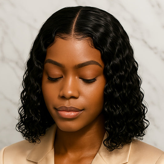 Glueless Deep Wave Lace Front Wig 14 Inch for Women Preplucked, Beginner Friendly, Summer Ready Style