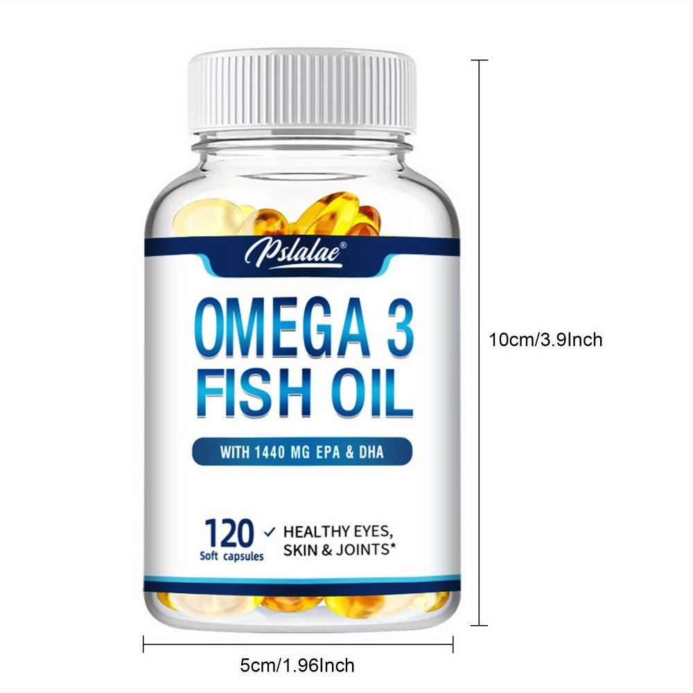 Omega-3 Fish Oil - with EPA and DHA, Support Vision, Skin, Heart, and Brain Health - 120pcs