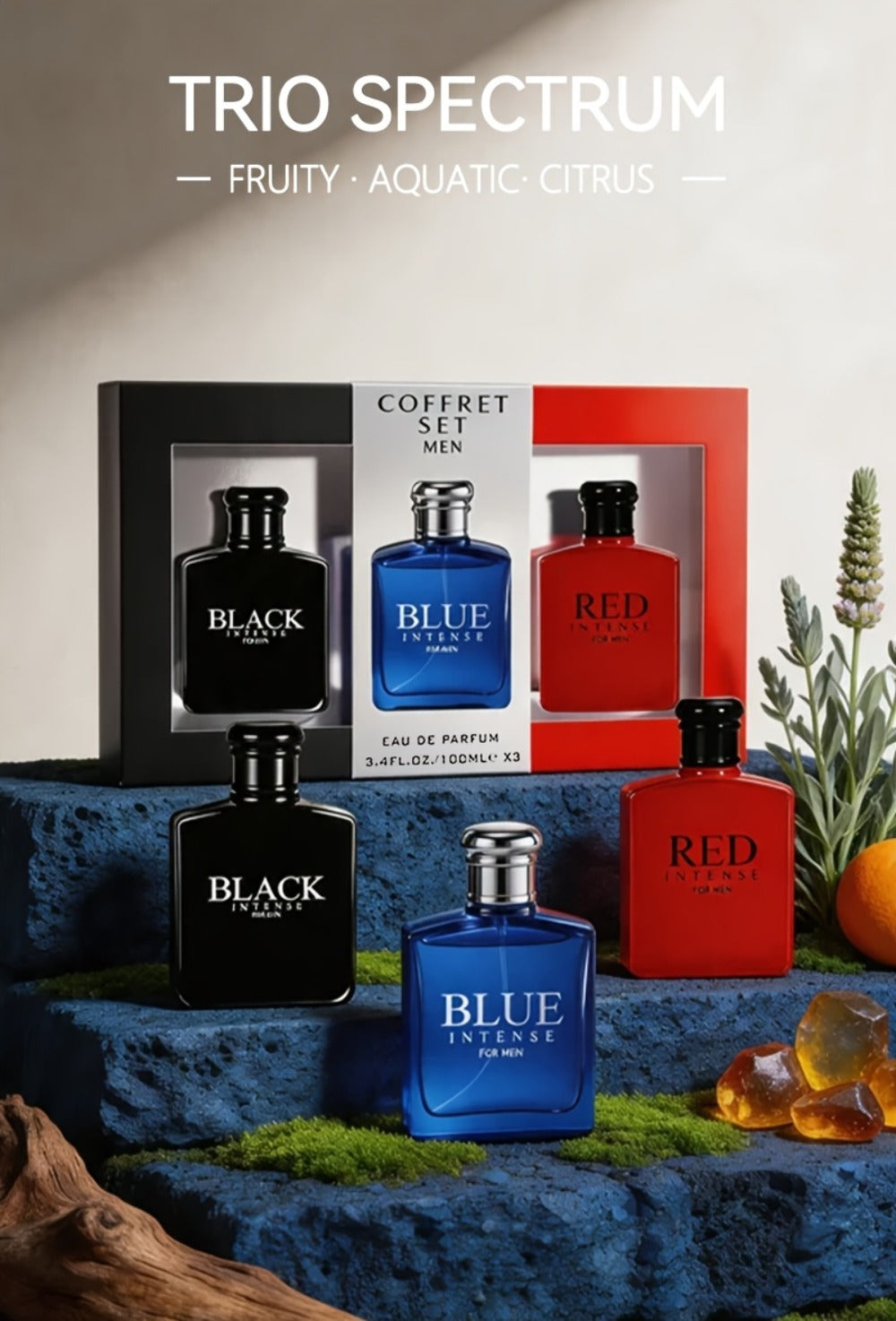 Cologne Gift Set for Men 3 Piece EDT Spray | Absinthe Lemon Sage Fragrance Long Lasting Eau de Toilette | Mini & Full Size Options Daily Dating Holiday