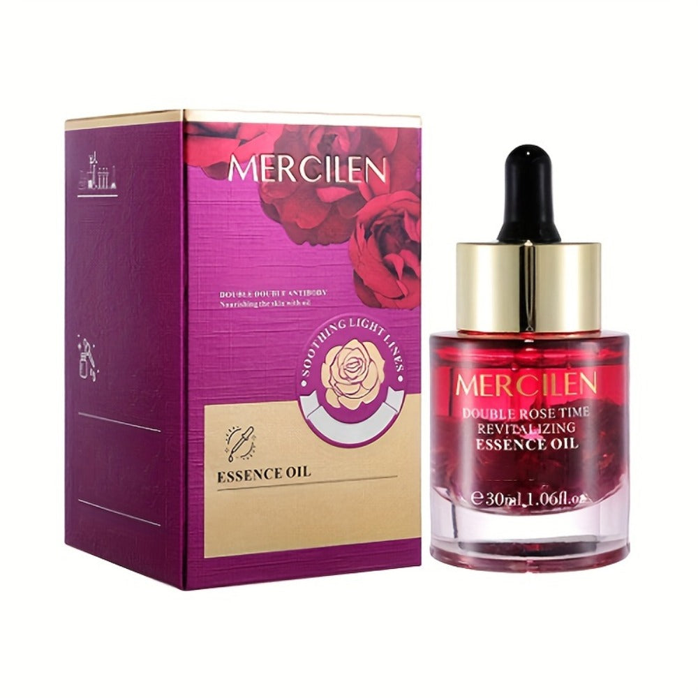 Rose Essential Oil — Plant-Based Squalane & Avocado Oil Hypoallergenic Moisturizing Face & Body Oil for Dry Skin | Natural Hydrating Skincare for All Skin Types | MERCILEN
