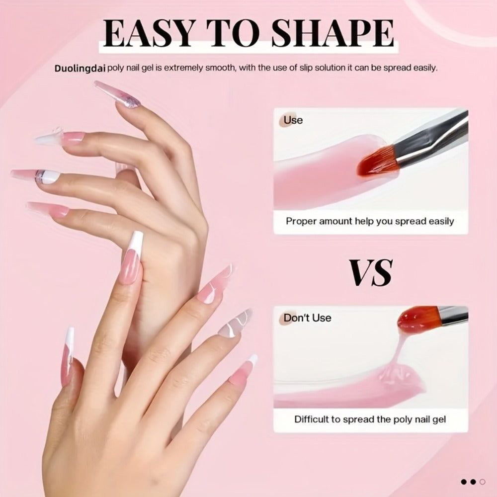 Polymerization Extension Gel Nail Art Kit, 12pcs Professional Semi-Permanent Resin Art Kit, - for 3D Modeling Gel Nail Strengthener - Long Lasting Supply, for Basic Polymerization Gel Nail Art Tools, Nail Art Design Beginner Kit
