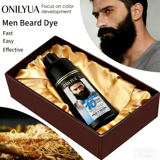 Black Beard & Hair Dye for Men, 2in 1 Care for Beards & Hair, Simpler Color Solution for Beard Coloring, Blends Away Gray Hair In Minutes, Lasting Beard Dye Black for Natural-Looking, Nourishing Formula for Daily Use, The Best Gift for Father's Day