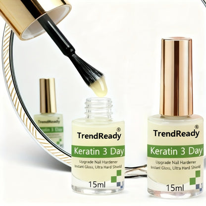 Nail Hardener for Weak Nails 2PCS Clear Nail Protein Hardener Base Coat with Vitamin E Hyaluronic Acid Quick Dry Ridge Filler Concealer Polish for Nails Toenails Nail Strengthener Treatment 0.51oz Each