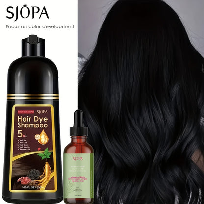 Color Dyeing Shampoo 5-in-1 Instant Hair Color Conditioner 16.9oz - SJOPA Safe Natural No Pungent Smell Unisex Hair Dye Shampoo Serum for Men Women Gift