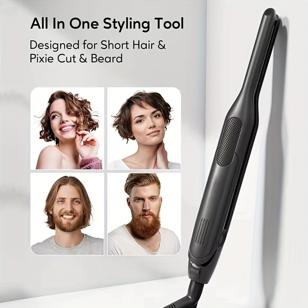 Kipozi 0.3inch Hair Straightener, Short Hair Styling Tools, Beard Care Tools, 2-in-1curly Hair, Curly Hair Straightening, Bangs Styling Small Hairdressing Tools, Unisex Hairdressing Tools, Hair Straightener for Men And Women, Valentine's Gift